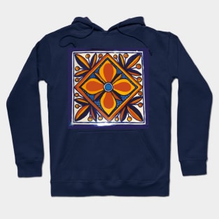 Yellow star talavera tile typical hand painted mosaic ceramic Hoodie